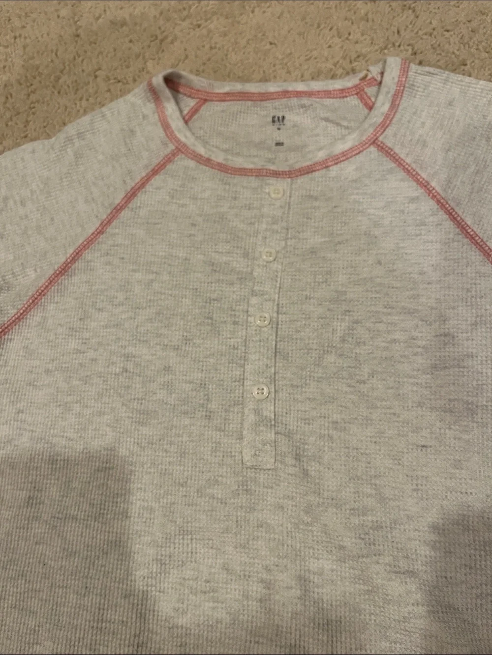 GAP Kids Waffle Knit Top with Pink Stitching